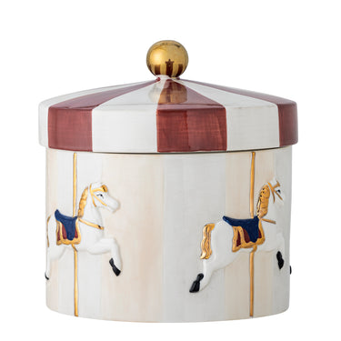 Bloomingville - Merry-go-round Krukke m/låg, Multifarvet, Stentøj - Ø19,5 × H20,5 cm
