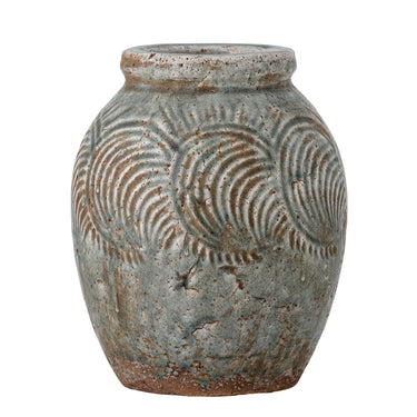 Bloomingville - Damian Deko Vase, Grøn, Terrakotta - Ø18 × H22 cm