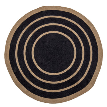 Bloomingville - Lune Tæppe, Sort, Søgræs - Ø120 cm