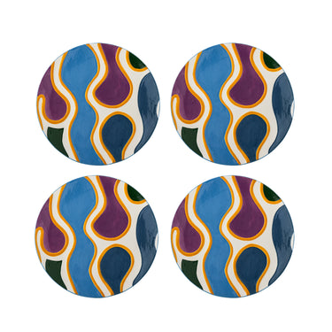 Bloomingville - Salacia Tallerken, Multifarvet, Stentøj - Ø18 × H1 cm, sæt med 4