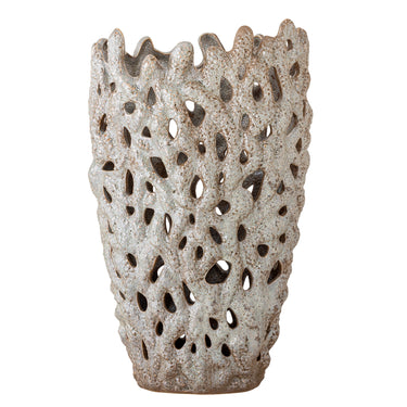 Bloomingville - Eunice Deko Vase, Hvid, Stentøj - Ø22,5 × H37 cm