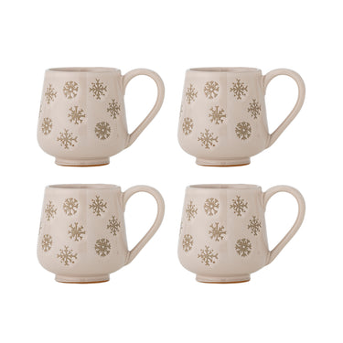 Bloomingville - Snowie Krus, Natur, Stentøj - Ø8 × H9 cm, sæt med 4