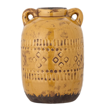 Bloomingville - Rijad Deko Vase, Gul, Terrakotta - Ø18 × H25,5 cm