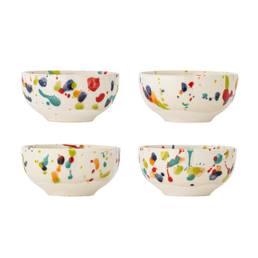 Bloomingville - Freckles Skål, Multifarvet, Stentøj - Ø11,5 × H6 cm, sæt med 4