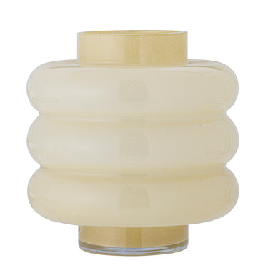 Bloomingville - Sahara Vase, Gul, Glas - Ø21,5 × H22 cm
