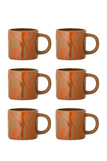 Bloomingville - Ninka Kop, Multipak, orange, Stentøj - Ø7,5 × H8 cm, sæt med 6