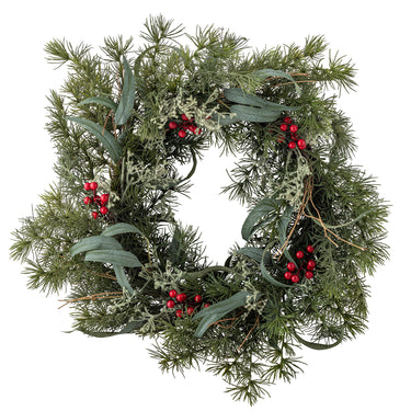 Bloomingville - Pine krans, Grøn, Kunstige Blomster - Ø60 × H12 cm