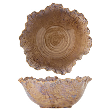 Bloomingville - Nash Skål, Brun, Stentøj - Ø24,5 × H10 cm
