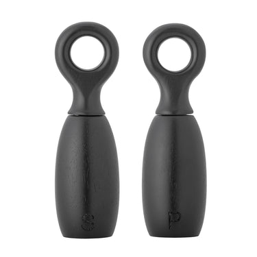 Bloomingville - Martim Salt & Peberkværn, Sort, Gummitræ - Ø6,5 × H21 cm, sæt med 2
