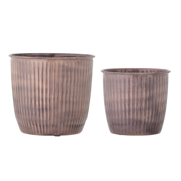 Bloomingville - Kenzie Urtepotteskjuler, Rosa, Jern - Ø17 × H15,5/Ø21,5 × H19 cm, sæt med 2