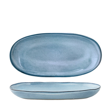 Bloomingville - Sandrine Serveringsfad, Blå, Stentøj - L34 × B16 cm
