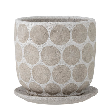 Bloomingville - Felan Deko Urtepotte m/underskål, Hvid, Terrakotta - Ø19 × H18 cm