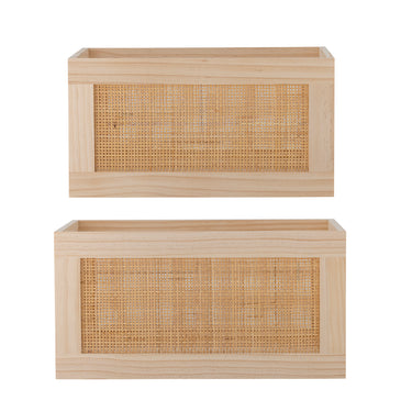 Bloomingville - Piana Opbevaringskasse, Natur, FSC® 100%, fyrretræ - L36 × H19 × B26/L39 × H20 × B29 cm, sæt med 2