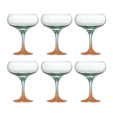 Bloomingville - Signe Cocktailglas, Multifarvet, Glas - Ø9,5 × H13 cm, sæt med 6