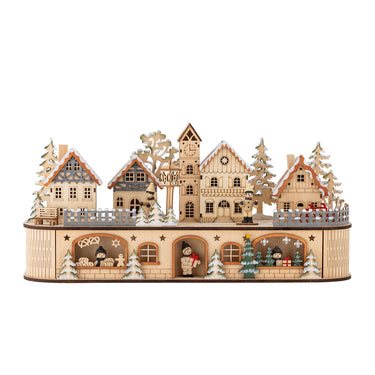 Bloomingville - Norwich Deko m/lys, Natur, Krydsfiner - L45 × H12,5 × B21 cm