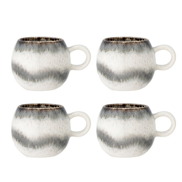 Bloomingville - Paula Kop, Multipak, Grå, Stentøj - Ø9 × H8 cm, sæt med 4