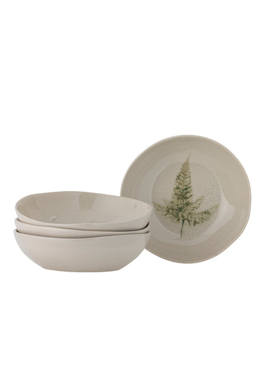 Bloomingville - Bea Tallerken Dyb, Multipak, Natur, Stentøj - Ø21 × H6 cm, sæt med 4