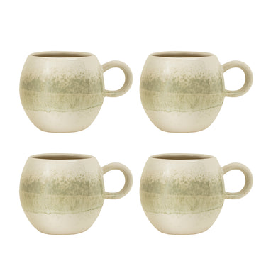 Bloomingville - Paula Kop, Multipak, Grøn, Stentøj - Ø9 × H8 cm, sæt med 4