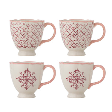 Bloomingville - Wonderland Krus, Rosa, Stentøj - Ø10,5 × H11 cm, sæt med 4