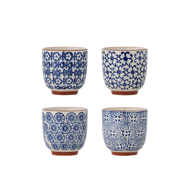 Bloomingville - Karine Kop, Blå, Stentøj - Ø7 × H7 cm, sæt med 4