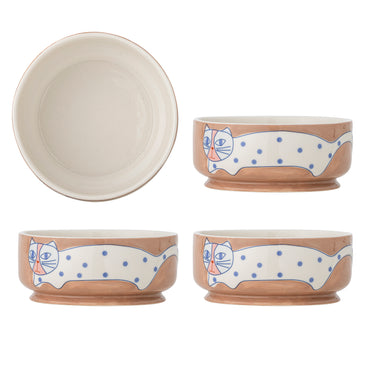 Bloomingville - Missy Skål, Multifarvet, Stentøj - Ø14,5 × H6 cm, sæt med 4