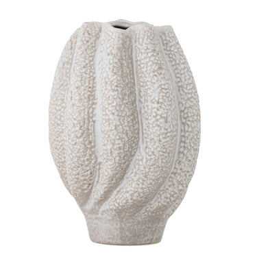 Bloomingville - Cove Vase, Hvid, Stentøj - Ø19,5 × H28 cm
