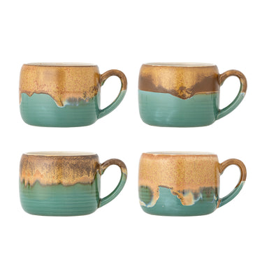 Bloomingville - Sheen Kop, Grøn, Stentøj - Ø10,5 × H8 cm, sæt med 4