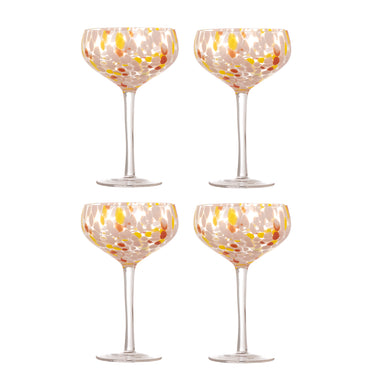 Bloomingville - Lilya Cocktail Glas, multipak, Rosa, Glas - Ø12 × H18 cm, sæt med 4