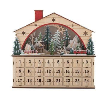 Bloomingville - Melvin Kalender m/lys, Natur, Krydsfiner - L36 × H34 × B10 cm
