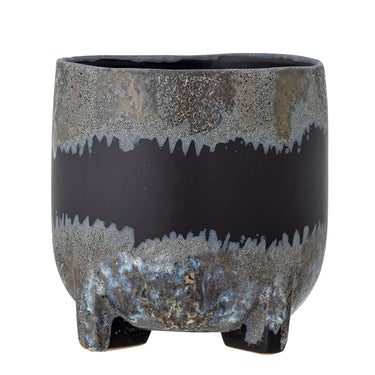 Bloomingville - Nasru Urtepotteskjuler, Sort, Stentøj - Ø15,5 × H16 cm