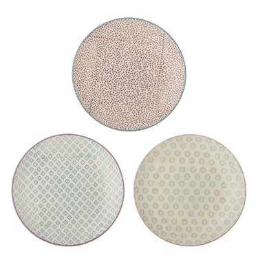 Bloomingville - Patrizia Tallerken, Multifarvet, Stentøj - Ø25 × H2,5 cm, sæt med 3