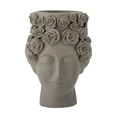 Bloomingville - Akira Vase, Grå, Stentøj - Ø21 × H30 cm