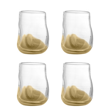 Bloomingville - Ballard Drikkeglas, Natur, Glas - Ø8 × H9 cm, sæt med 4