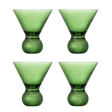 Bloomingville - Corliss Cocktailglas, Grøn, Glas - Ø9,5 × H11 cm, sæt med 4