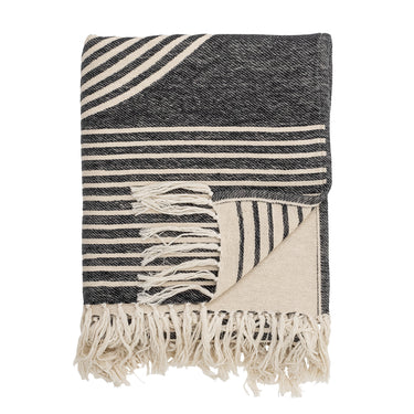 Bloomingville - Anek Plaid, Sort, Bomuld - L150 × B130 cm