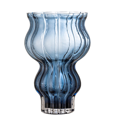 Bloomingville - Zanna Vase, Blå, Glas - Ø17,5 × H26 cm