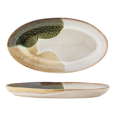 Bloomingville - Jules Serveringsfad, Grøn, Stentøj - L33,5 × H3,5 × B18,5 cm