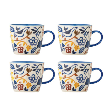 Bloomingville - Figuria Krus, Multifarvet, Stentøj - Ø9,5 × H8 cm, sæt med 4