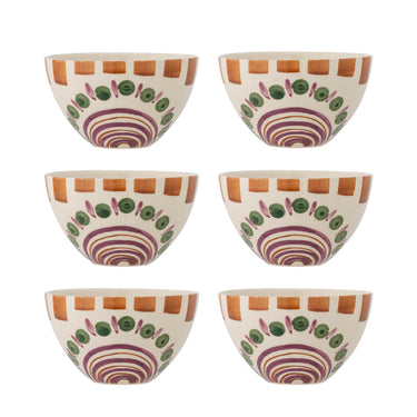 Bloomingville - Shama Skål, multipak, Multifarvet, Stentøj - Ø12 × H7,5 cm, sæt med 6