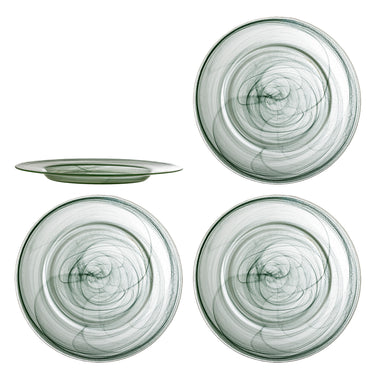 Bloomingville - Amelie Tallerken, Grøn, Glas - Ø33 × H2,5 cm, sæt med 4