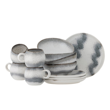 Bloomingville - Paula Morgenmadssæt, Grå, Stentøj - C:Ø9 × H8/B:Ø16 × H6/P:Ø20 × H1,5 cm, sæt med 12