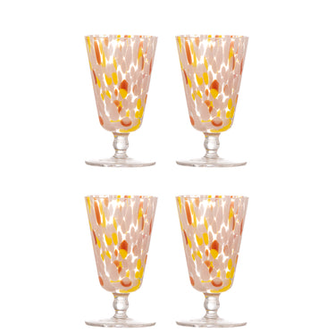 Bloomingville - Lilya Vinglas, Multipak, Rosa, Glas - Ø8 × H14,5 cm, sæt med 4