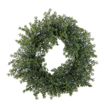 Bloomingville - Juniper Krans, Grøn, Kunstige Blomster - Ø55 × H12 cm