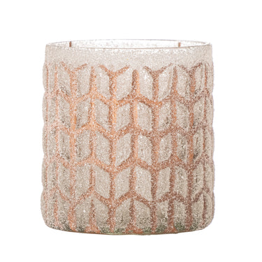 Bloomingville - Esther Fyrfadsstage, Rosa, Genanvendt Glas - Ø8 × H9 cm