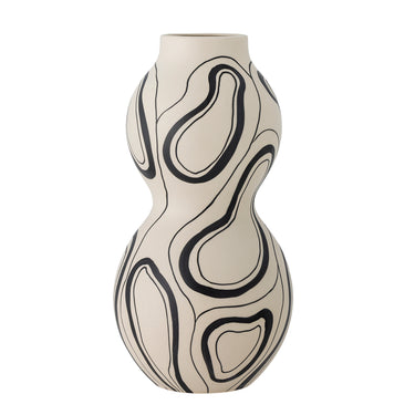 Bloomingville - Nicola Vase, Sort, Stentøj - Ø17,5 × H34 cm