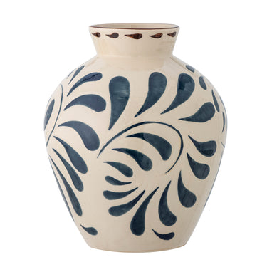 Bloomingville - Heikki Vase, Blå, Stentøj - Ø20 × H24 cm