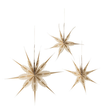 Bloomingville - Ilo Stjerne, Hvid, FSC® Mix, papir - Ø45 × H16/Ø45 × H13/Ø66 × H20 cm, sæt med 3