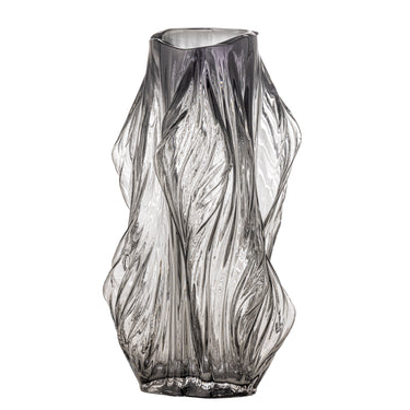 Bloomingville - Tulla Vase, Grå, Glas - Ø17,5 × H32 cm