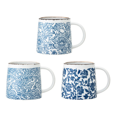Bloomingville - Molly Krus, Blå, Stentøj - Ø9,5 × H9,5 cm, sæt med 3