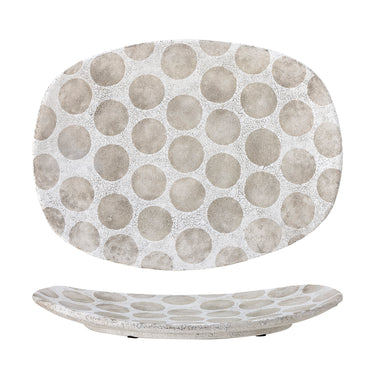Bloomingville - Felan Fad, Hvid, Terrakotta - L42 × H3,5 × B32 cm